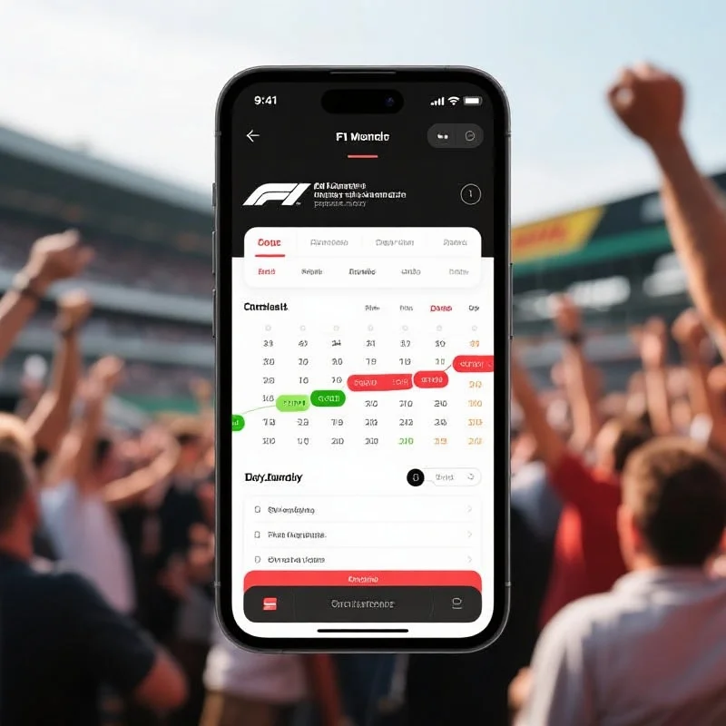 手机应用显示F1赛程提醒